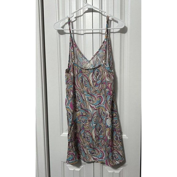 Roxy Daytrip Mini V Neck Slip Dress Swirly Daze Large Retro Swirl NEW - Picture 8 of 9